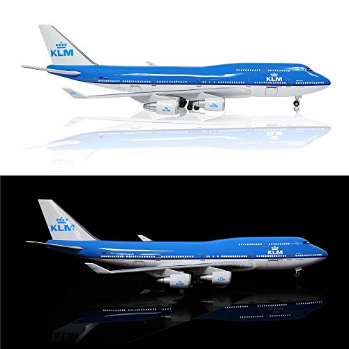 24-Hours 18” 1:130 1 Scale Airplane Model Holland 747 with LED Light(Touch or Sound Control) for Home Decoration or Gift