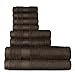 Welhome Basic 100% Cotton Towel (Chocolate) - 8 Piece Set - Quick Dry - Absorbent - Soft - 434 GSM - Machine Washable - 2 Bath - 2 Hand - 4 Wash Towels