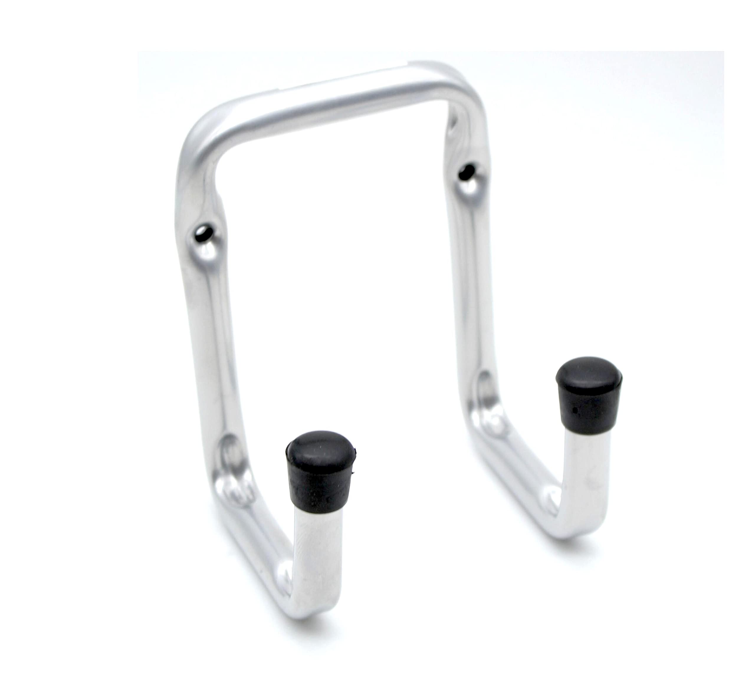 DOJA Barcelona | Hanging Hooks | 2 Double Wall Hook Support | 120 x 160 x 50mm | Galvanized Steel | Universal Hanger for Garden Hose, Folding Beach Chair, Wall Bicycle Support ..