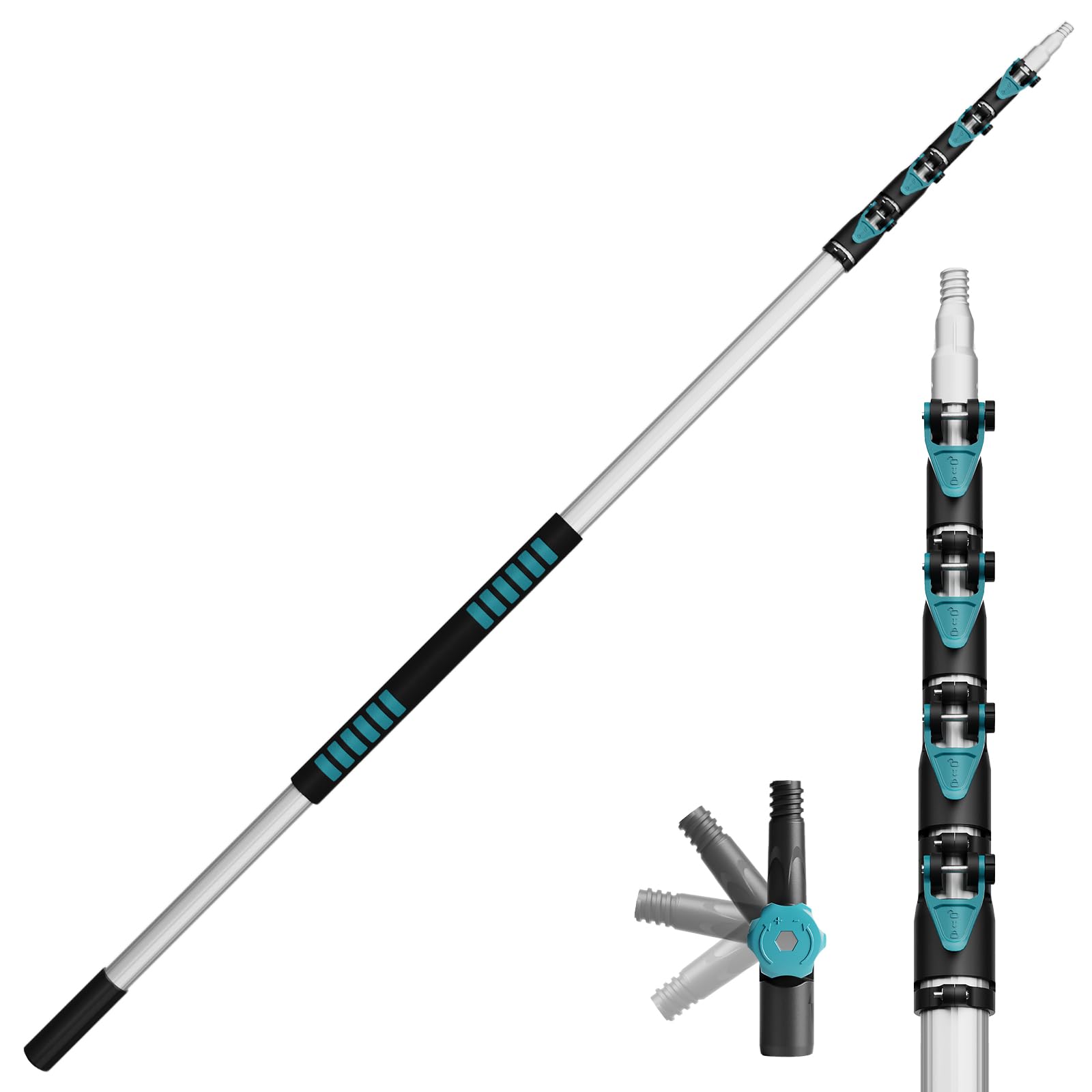 Photo 1 of TelesPro 6-24FT Telescoping Pole Lightweight Aluminum with Universal Twist-on Tip Ideal for Painting,Dusting,Window Cleaning,Tree Sawing