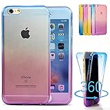 iPhone 7 Cases, AMASELL Full Coverage 360 Front and Back 2 in 1 Protective Ultra-Slim Scratch-Resistant Crystal Soft TPU Silicone Rubber Cover for iPhone 7 2016 4.7 inches, Blue Purple
