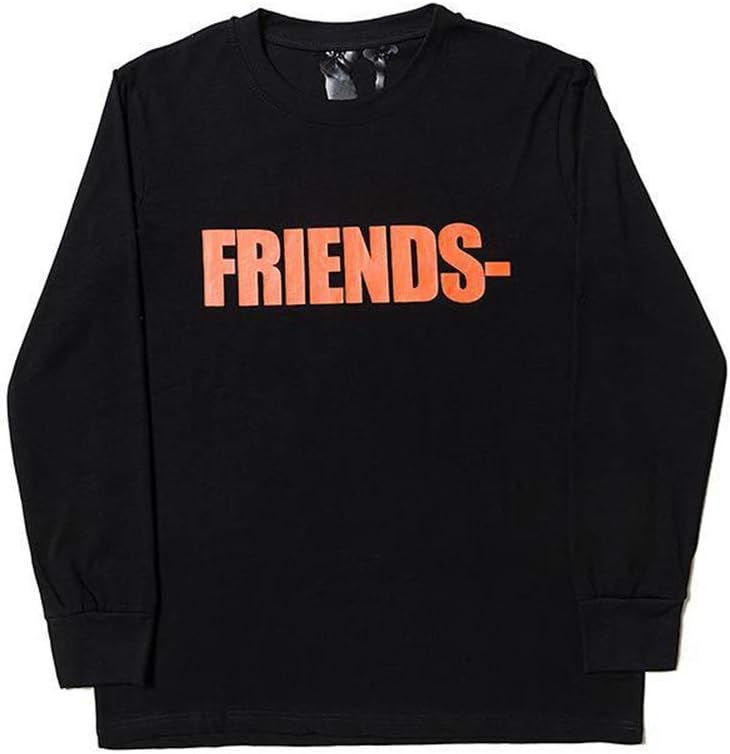 SUNNY Store Mens Vlone Friend Hipster Hip Hop Streetwear Long Sleeve Pullover T-Shirts (Orange-2-Large)