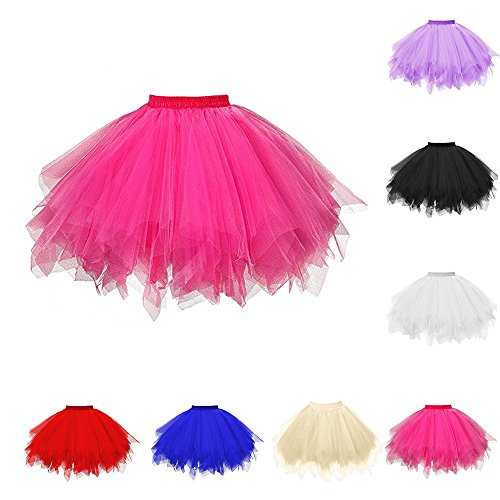 Short Tulle Skirt for Women 50s Vintage Ballet Tutu Layered Tulle Petticoat Bubble Dance Skirts for Dress-up Parties Dancing, Cosplay Party