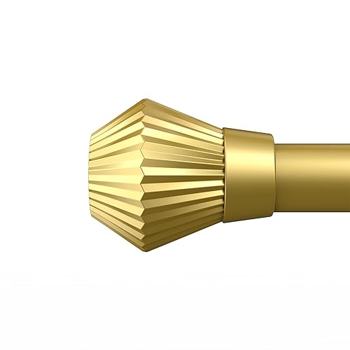 Box Space Curtain Rods for Windows 48 to 84 Inch, Gold Curtain Rod with 1 Inch Diameter, Adjustable Drapery Rods with Exquisite Finial for Living Room, Bedroom, Kitchen, Outdoor Patio, Gold