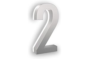 LN LUMANUMBERS - 5 Inch House Numbers, ABS-Polymer, Premium Quality, Backlit LED Illuminated Home Address Number, Lighted House Numbers, Modern Address Numbers (2, Silver)