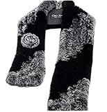 MEEFUR Women's Real Rex Rabbit Fur Scarves Rose Design (Onesize, Blackgrey)