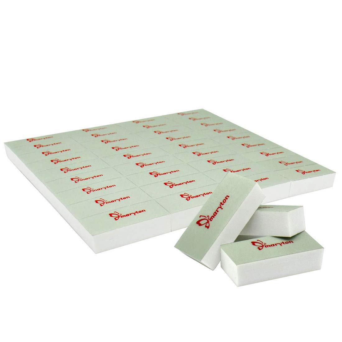 Maryton Mini Nail Buffer Blocks, Disposable Nail Shine Buffers Kit - Green Side for Buffing, White Side for Shinning, 36 Count