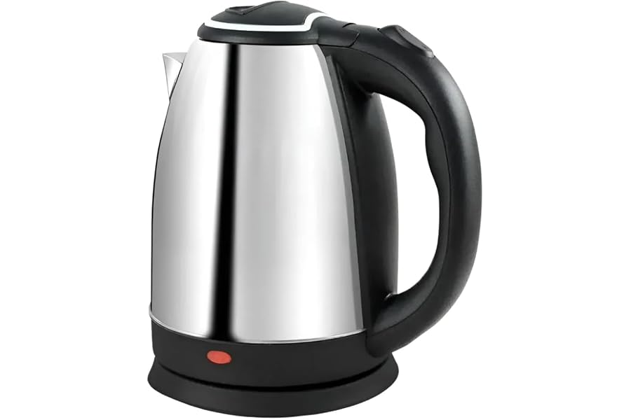 Chaleira Elétrica 220V Inox 2L Aquecimento Rápido Desligamento Automático | Desligamento Automático, Aço Inoxidável, Design Compacto, Base Giratória, Indicador Luminoso