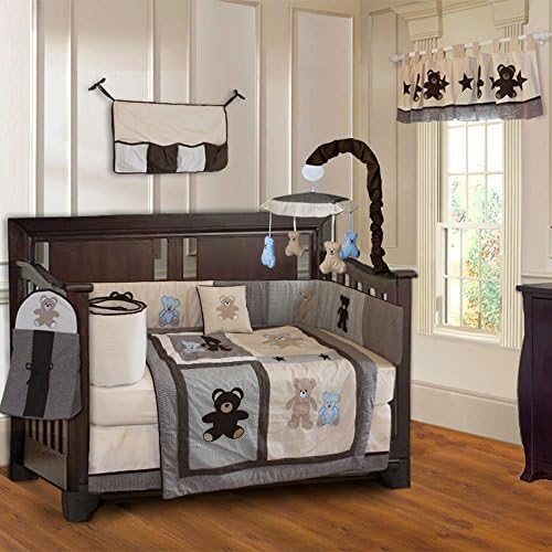 BabyFad Teddy Bear 10 Piece Baby Crib Bedding Set