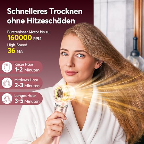 Bopcal 5 in 1 Airstyler, Multifunktionaler Hairstyler Set mit 160000 U/Min Ionen Föhn, Auto-Wrap Lockenstab,Glätteisen, Keine Hitzeschäden, Schnelles Trocknen & Volumen, Muttertagsgeschenk für Frauen