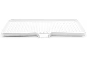 Happitasa Silicone Soap Dish Tray and Sponge Holder with Drain Chute | Bathroom and Kitchen Sink Organizer Caddy (12"x4", White)