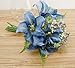 Meiliy 13'' Silk Artificial Calla Lily Flower Bouquet for Home Wedding Office Party Memorial Decoration, Blue