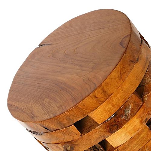 Bare Decor Stonehenge Artisan Accent Table in Solid Teak Wood