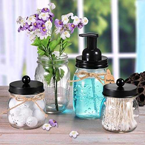 Mason Jar Bathroom Accessories Set Mason Jar Foaming Hand Soap Dispenser and Qtip Holder Set