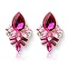 Bestpriceam Fashion Women Lady Rhinestone Crystal Drop Alloy Ear Studs Earrings (Hot Pink)