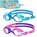 OMERIL Swim Goggles, 2 Packs Anti-Fog Leak Proof Kids Swimming Goggles. Flexible Nose Bridge, 3D Tight Fit Design, Wide View Swim Glasses with Portable Case for Children and Teens (Age 6-14)