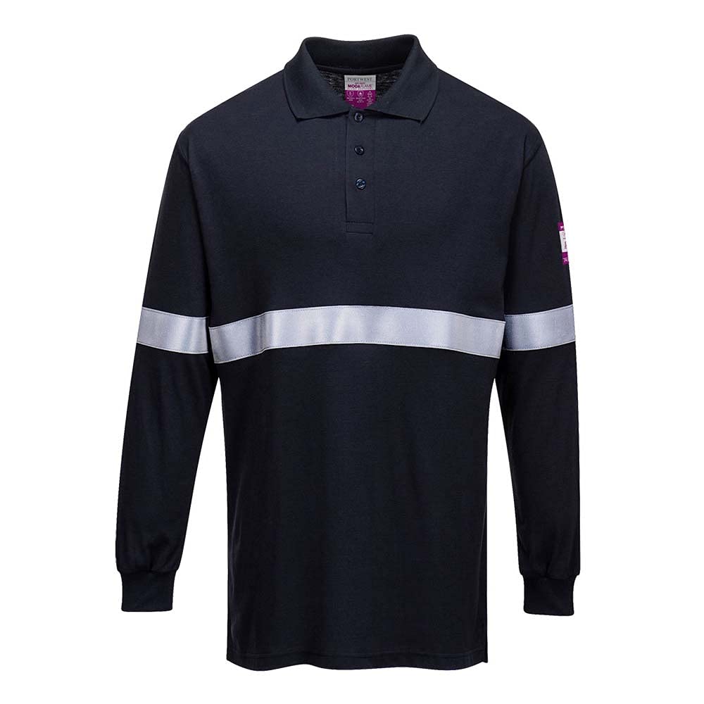 Portwest FR03NARL FR Anti-Static Long Sleeve Polo Shirt, Large, Navy