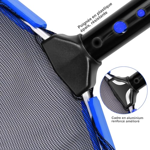 Swimming Pool Net, Professional Pool Skimmer Net with Aluminium Frame, Repairable Fine Mesh Net for Leaves/Insects, Ideal for Pool and Pond (No Stick)