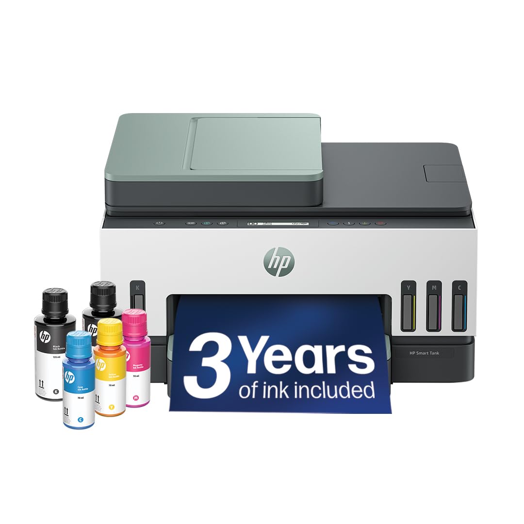 HP Smart Tank 7307 All in One Printer | Perfect for Home | Colour | Wireless | Print, Scan, Copy | Includes up to 3 Years of Ink | Refillable | Document Feeder | 2-Sided Printing | Easy Setup