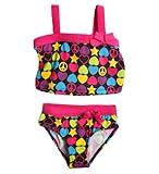 Pink Platinum Baby Girls' 2 Piece Fuchsia Retro Print Tankini Swimsuit