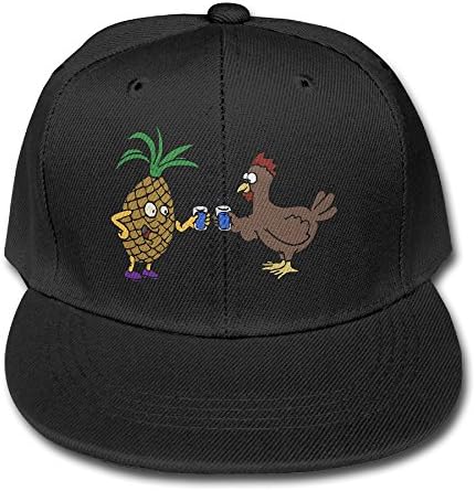 QZJKW Children Kids Pineapple-and-chicken-cheers Cotton Flat Snapback Baseball Caps Adjustable Mesh Hat Sport Cap Black One Size Fits Most