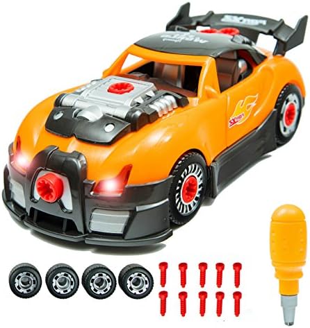 Take Apart Toys Racing Car Kit Set – Build Your Own Model Race Car Kit Construction Set (Orange Race Car) – 28 Take-A-Part Pieces With Engine Sounds &amp; Toy Tools For Kids