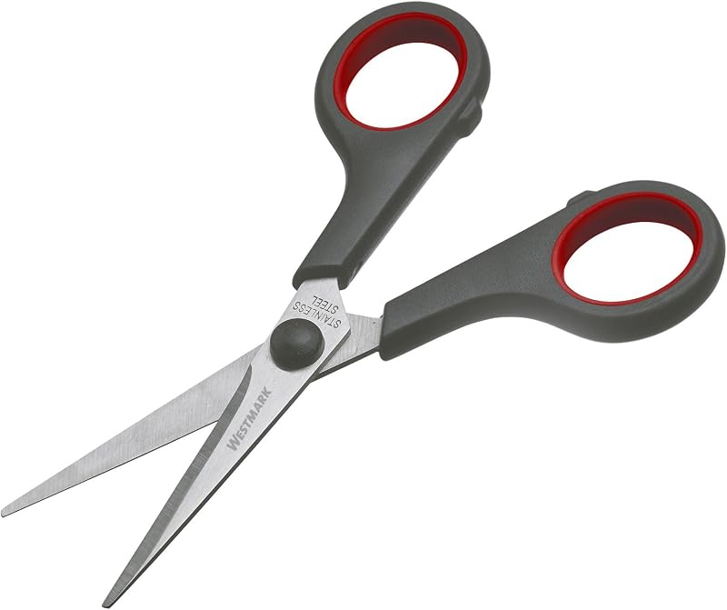Tijeras para manualidades 14 cm – tijeras multiusos, ideales para cortar plástico, papel, cartón y más – acero inoxidable, negro, rojo