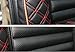 Amooca Universal Front Rear Car Seat Cushion Cover Black 6pcs Full Set Needlework PU Leather