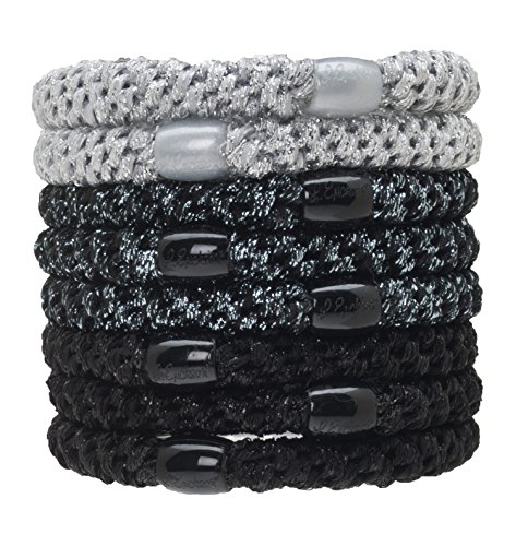 image for L. Erickson Grab & Go Ponytail Holders, Grey Metallic, Set of Eight - 