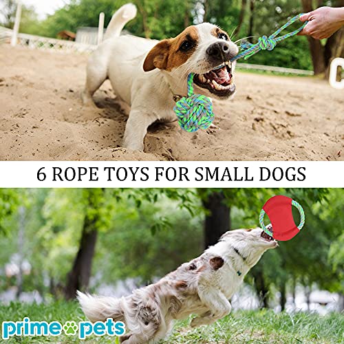 PrimePets Dog Rope Toys for Puppies Small Dogs, Pack of 6, Interactive Tug of War Dog Toys, Durable Dog Chew Toys, Tough Teething Toys Assortment
