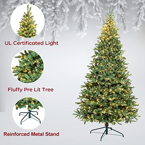 Edergoo Prelit Christmas Tree 7.5 ft, Artificial Christmas Tree with