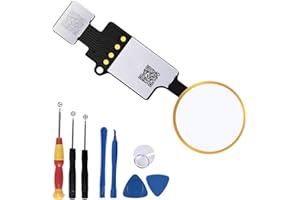 D-FLIFE Home Button Replacement for iPhone 7 7Plus 8 8Plus, Home Button Touch ID Main Key Flex Cable Assembly Replacement with Repair Tools for iPhone 7 7P 8 8P (Gold)