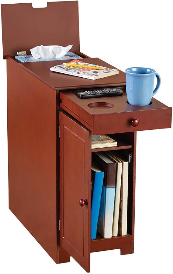 Collections Etc Wood Multiuse Side Table with Flip Top and