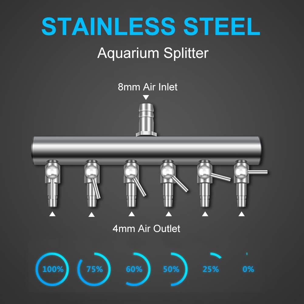 Aquarium Air Splitter Fish Tank Air Control Valve Stainless Steel Aquarium Oxygen Distributor Fish Tank Air Pump Accessories (6 Way) - Image 3