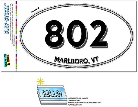 Graphics and More Area Code Oval Window Laminated Sticker 802 Vermont VT Jonesville - Plainfield - Marlboro