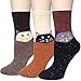 Justay 3 Pack Women Wool Socks, Thick Warm Cute Animal Pattern Cartoon Funny Casual Socks Design & Thermal Soft Fuzzy Socks