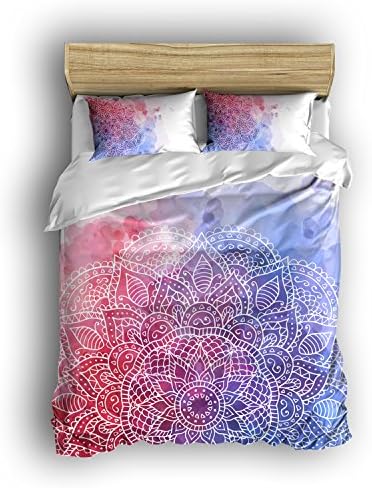 Pretty Lee 4Pcs Luxury Mandala Bedding Set Bohemian Style Romantic Plain Twill Boho Bohemian Duvet Cover Set Ink Painting Art Comforter 1 Duvet Cover 1 Flat Sheet and 2 Pillow Cases Queen Size