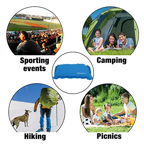 REDCAMP Self Inflatable Seat Cushion for Camping Stadium, Compact Lightweight Self Inflating Bleacher Cushion with Storage Bag, Well Insulated