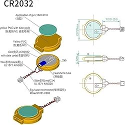 QLQXQTy 3V 2032 CMOS Battery with Wire Leads and