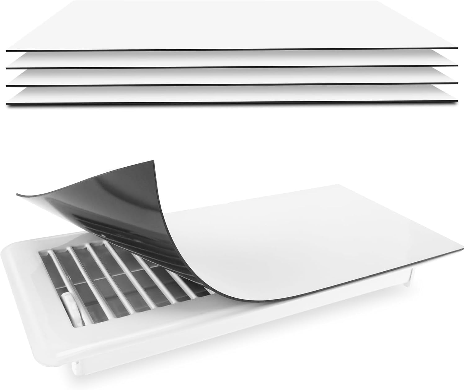 Registers, Grilles & Vents - Zipcase 4 Pack Strong Magnetic Floor Vent Covers Thick Magnet for Standard Air Registers - for RV, Home HVAC, AC and Furnace Vents, 5.5 inch X 12 inch, 4 Pack, Pure White