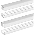 Landical 2 Sets Plastic Sliding Door Track Set for 1/4" Thick Panels Glass Cabinet Door Hardware System Window Sliding Track Easy Quick Installation(4ft,White)