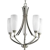 Progress Lighting Wisten Collection 5-Light Etched Glass Modern Chandelier Light Brushed Nickel