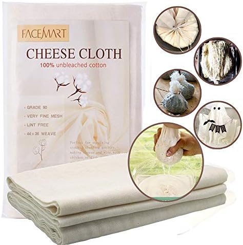 Cheese cloth, grade 90, 36 square feet, 100% unbleached cotton fabric superfine cheese cloth, filter, filter cloth, Halloween decoration (4 yards)