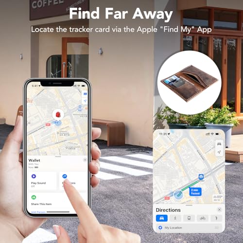 Wallet Tracker Card 2-Pack [Apple MFi Certified], Air Tracker Tag Works with Apple Find My (iOS Only), IP68, Rechargeable Bluetooth Tracker Card for Wallet Luggage Suitcase, Bag, Passport, Black