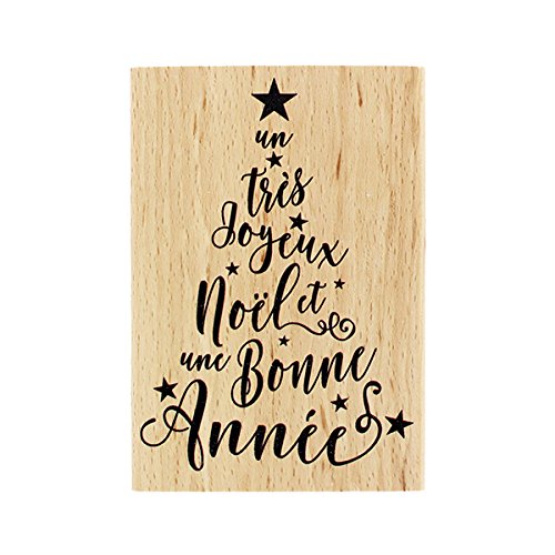Florilèges Design 10 x 7 x 2.5 cm fg216085 Merry Christmas Tree Wood Stamp