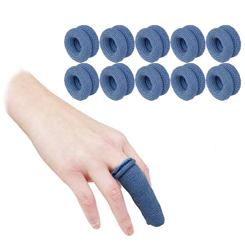 Finger Bandage Tubular First Aid Protective Thumb Tubular Bandage Elastic Breathable Finger Sleeve Care Protector Accessory for Sprains Swelling Injury Recovery (10PCS, Blue)