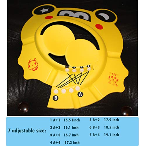 OLEWELL Baby Shower Bathing Cap, Adjustable Shower Cap Kids, Infants Soft Protection Funny Safety Visor Cap for Toddler Children (Yellow)
