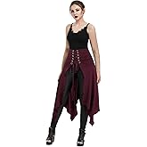 BXT Women's Medieval Corset High Waist Asymmetric Skirt Renaissance Role Play Skirt Halloween Cosplay Party Witch Costume
