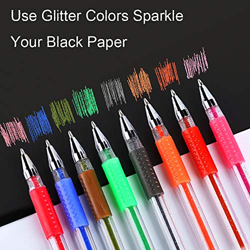 Gel Pens Glitter, 96 Gel Coloring Pen Set Including 48 Unique Sparkly Colors & 48 Refills for Adult Coloring Books Crafting Doodling Drawing Art Supplier - Thumbnail 6