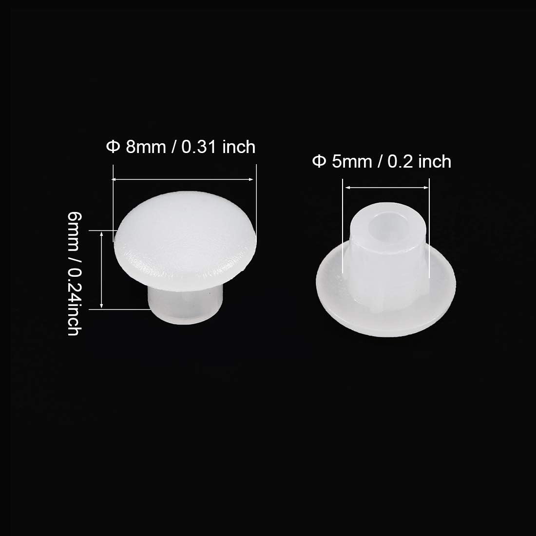 sourcing map Shelf Peg Hole Plugs 5mm Dia Clear White Tube Cover for Nail Cabinet Button Bracket Cupboard Bookshelf Bookcase Adjustable Shelf Closet 100Pcs - Image 4